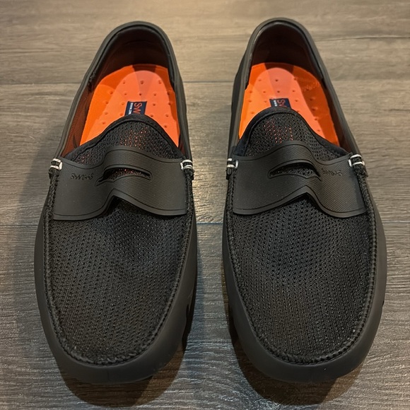 SWIMS Men’s Penny Loafers Slip-on Moccasin/Deck Shoes Size 10.5 Black/Orange - Picture 5 of 12